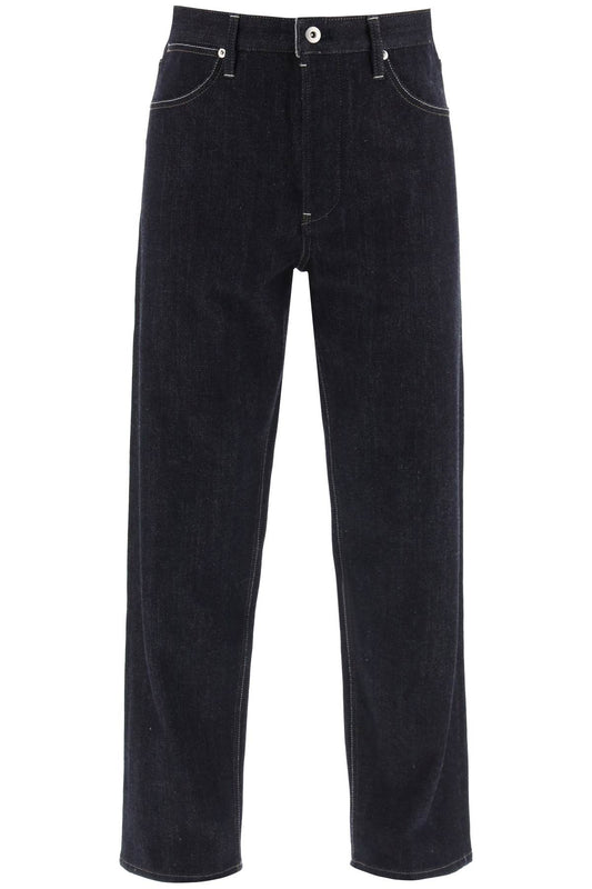 Brushed-back Straight Jeans  - Blu