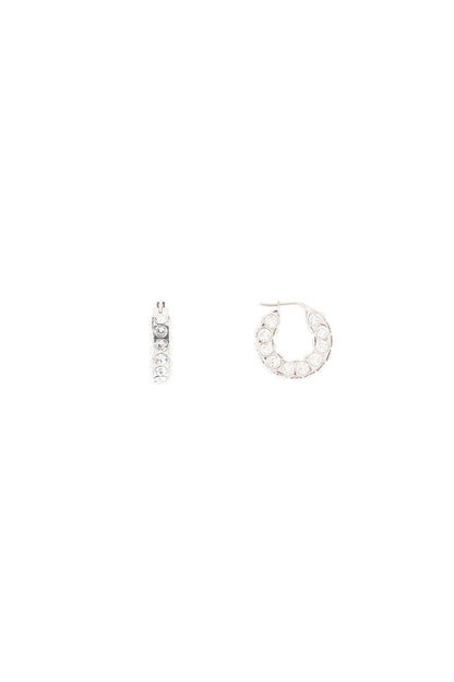 Small Jahleel Hoop Earrings With Crystals  - Silver