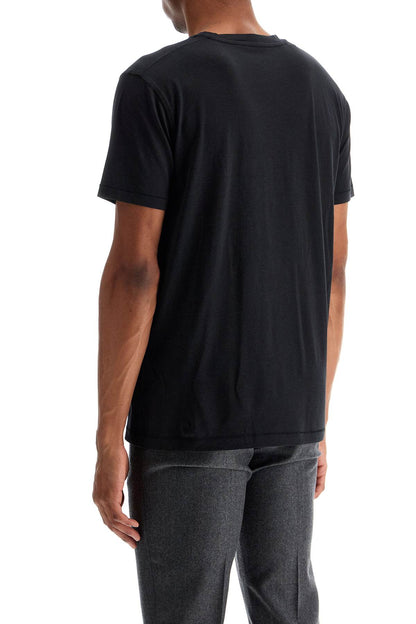 T-shirt In Lyocell E Cotone Nero Girocollo  - Black