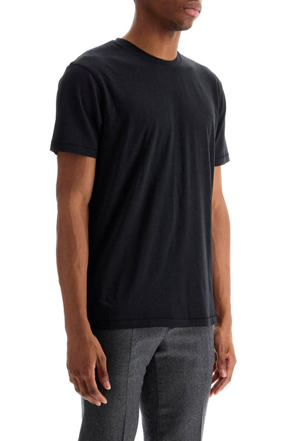 T-shirt In Lyocell E Cotone Nero Girocollo  - Black