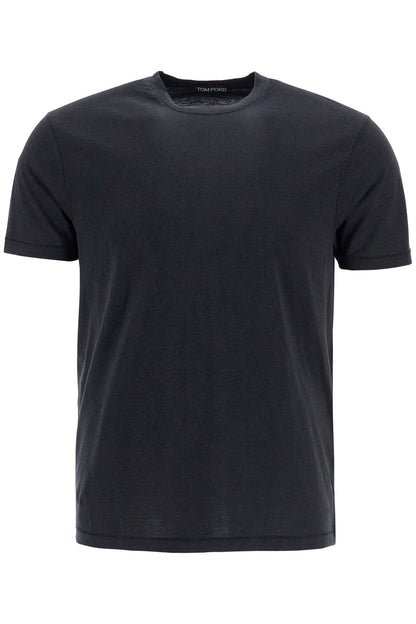 T-shirt In Lyocell E Cotone Nero Girocollo  - Black