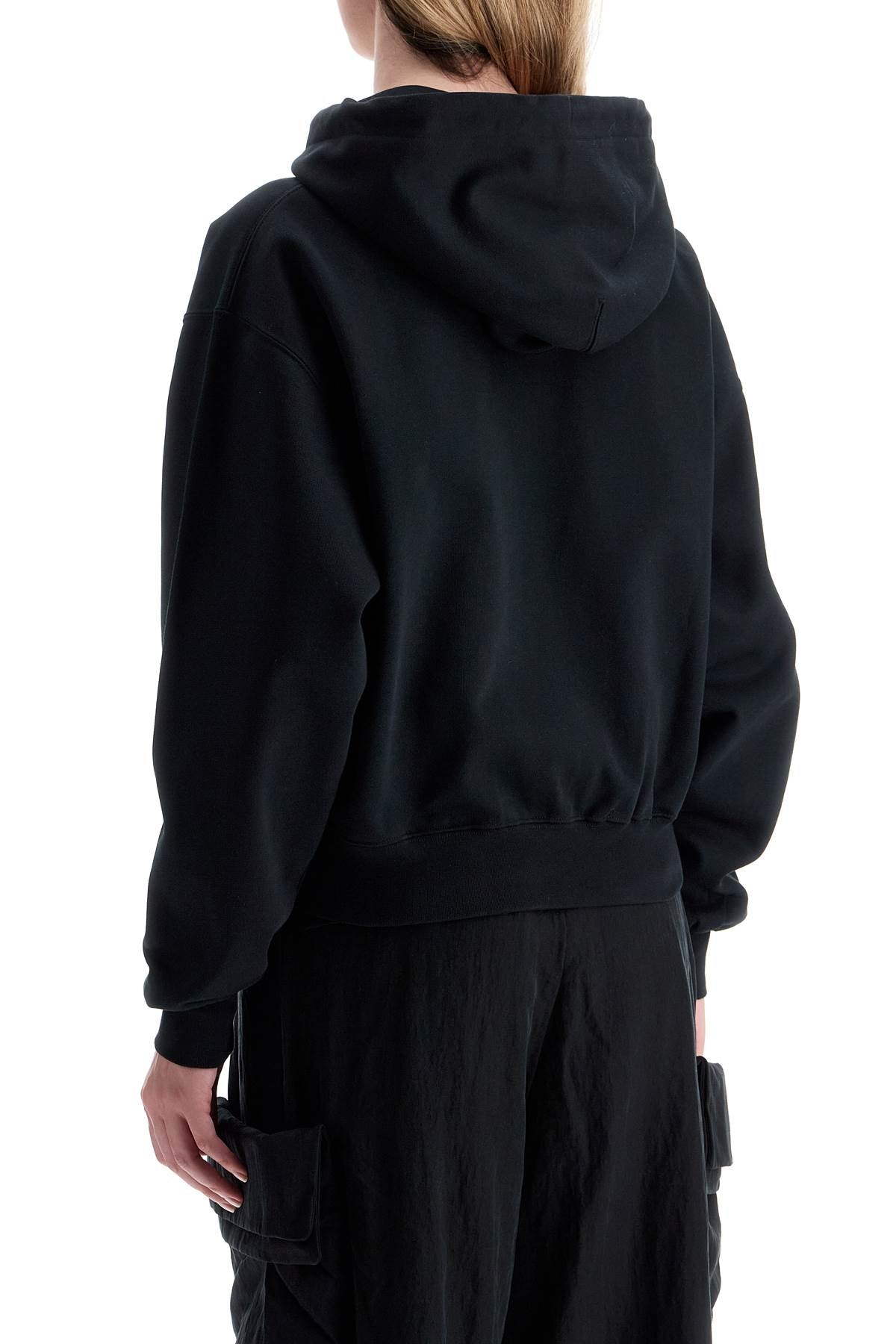 Boxy Hoodie With Hood  - Black