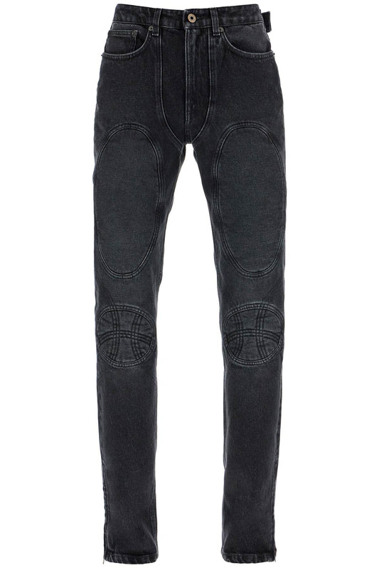 Jeans With Padded Inlays And Lace-up  - Black