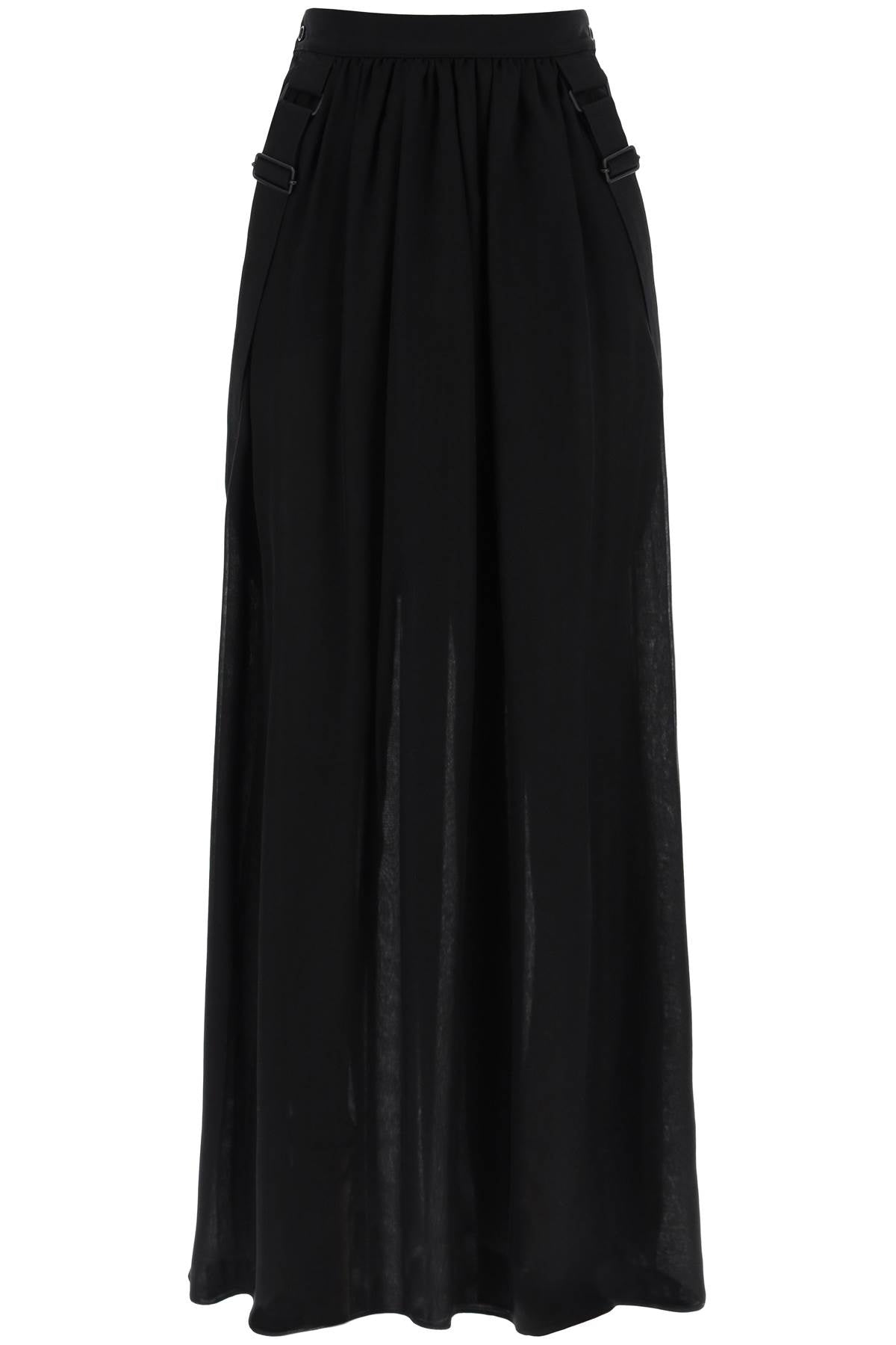 Maxi Silk Chiffon Jedy Skirt In  - Black