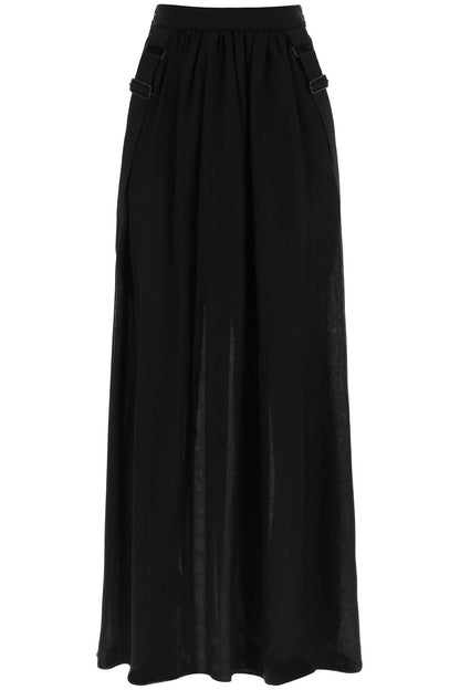 Maxi Silk Chiffon Jedy Skirt In  - Black