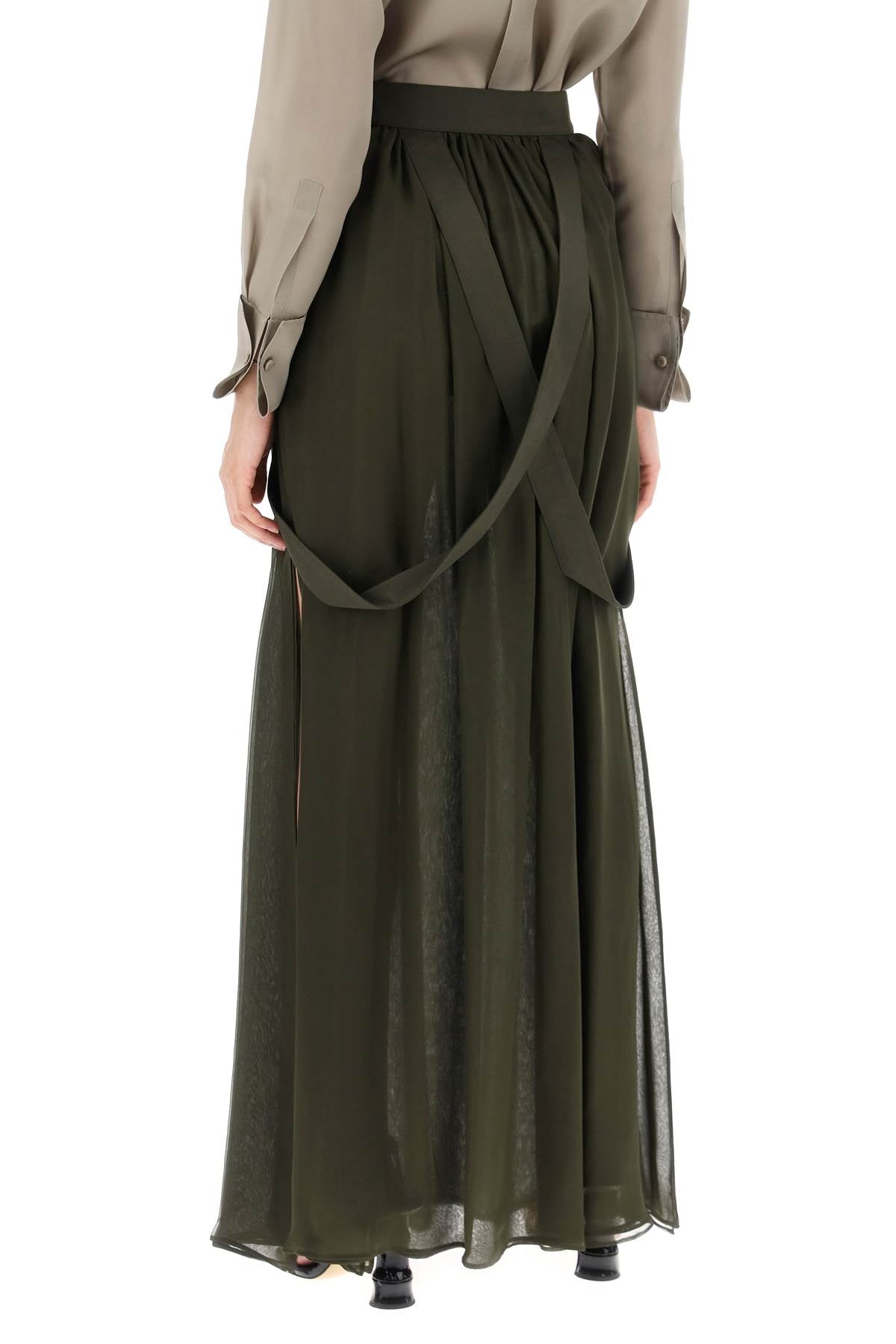 Maxi Silk Chiffon Jedy Skirt In  - Green