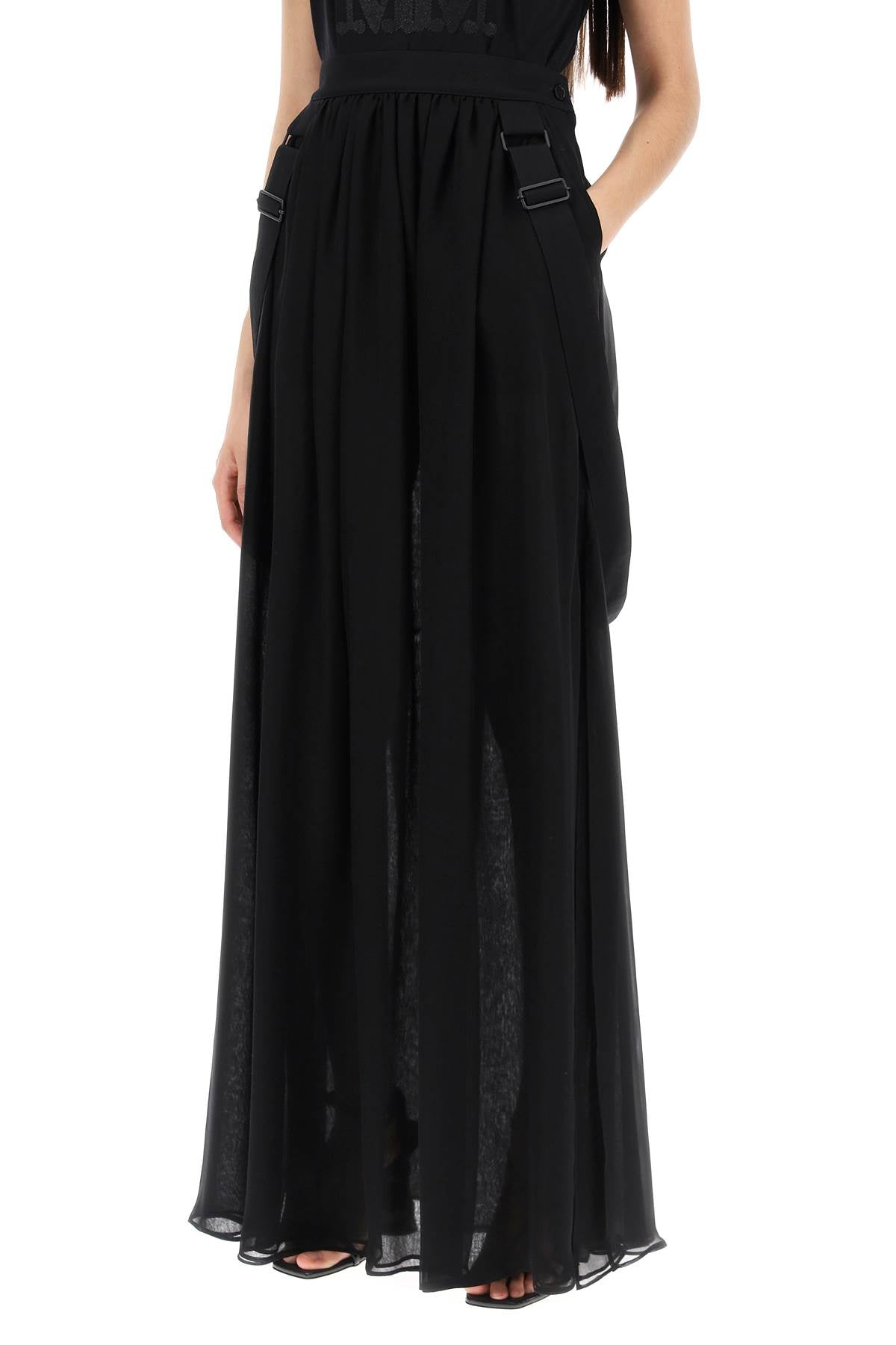 Maxi Silk Chiffon Jedy Skirt In  - Black