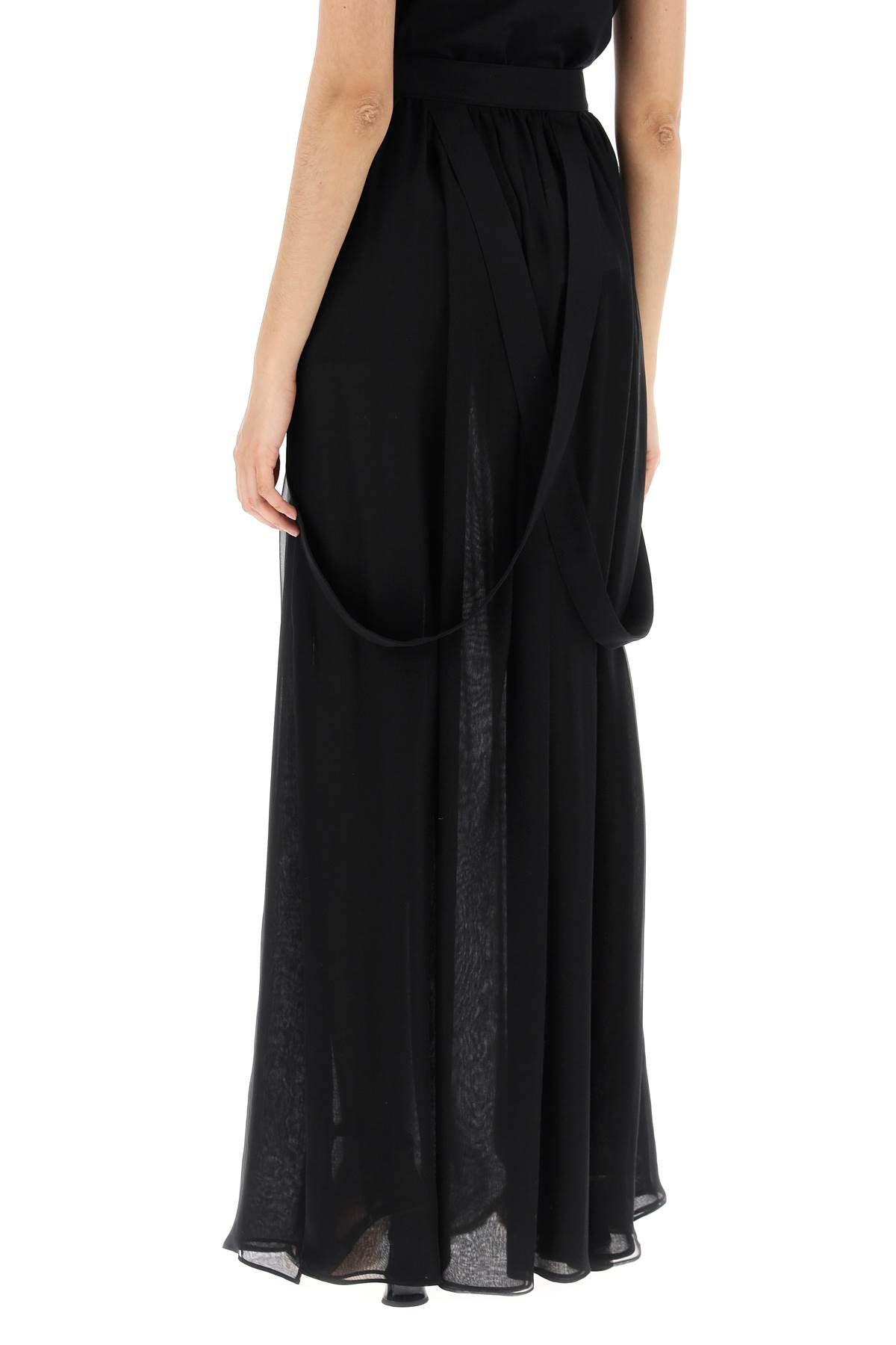 Maxi Silk Chiffon Jedy Skirt In  - Black