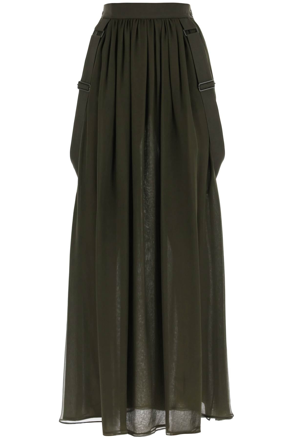 Maxi Silk Chiffon Jedy Skirt In  - Green