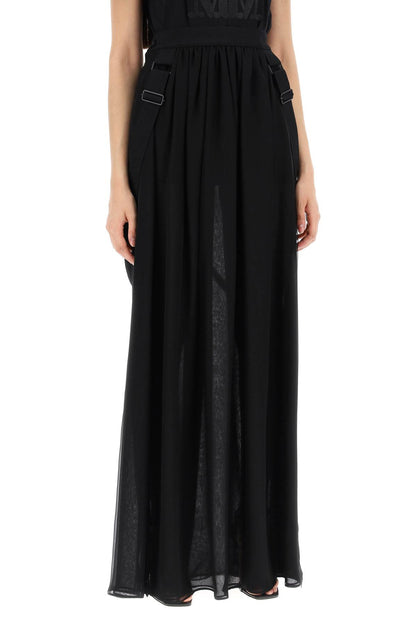 Maxi Silk Chiffon Jedy Skirt In  - Black