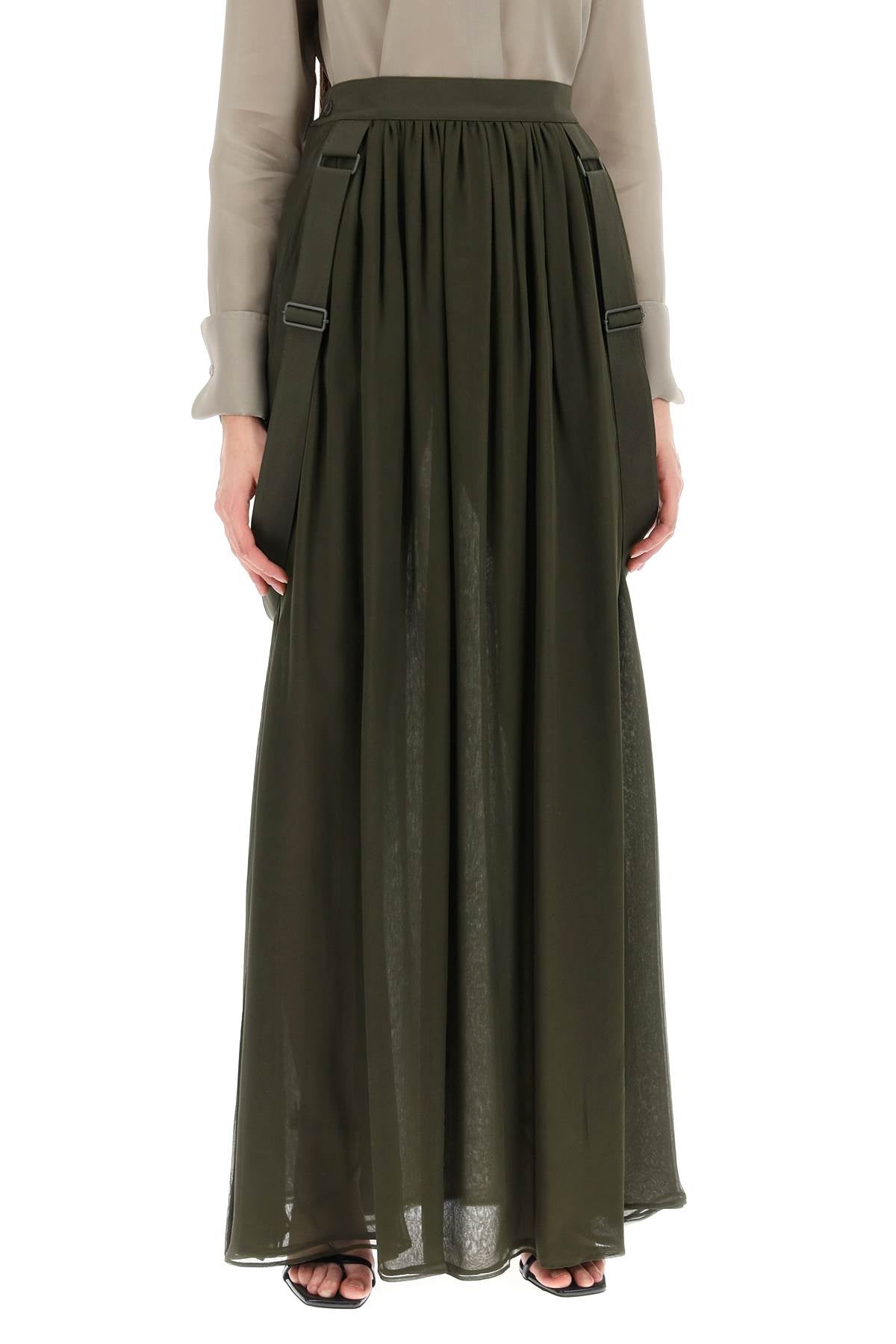 Maxi Silk Chiffon Jedy Skirt In  - Green