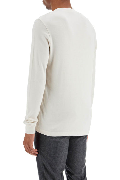 Henley T-shirt Ivory In Cotton And Microfiber Ribbed  - Beige