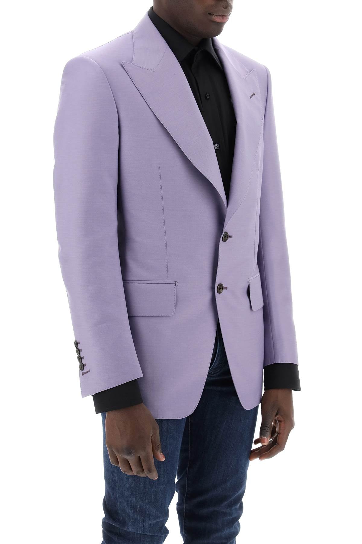 Atticus Wool And Silk Blend Blazer  - Purple