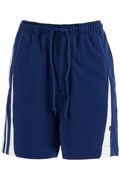 Blue Cotton Shorts With Side Stripes  - Blue