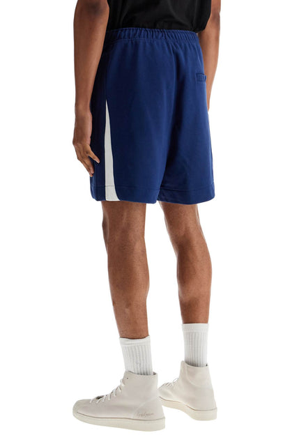 Blue Cotton Shorts With Side Stripes  - Blue