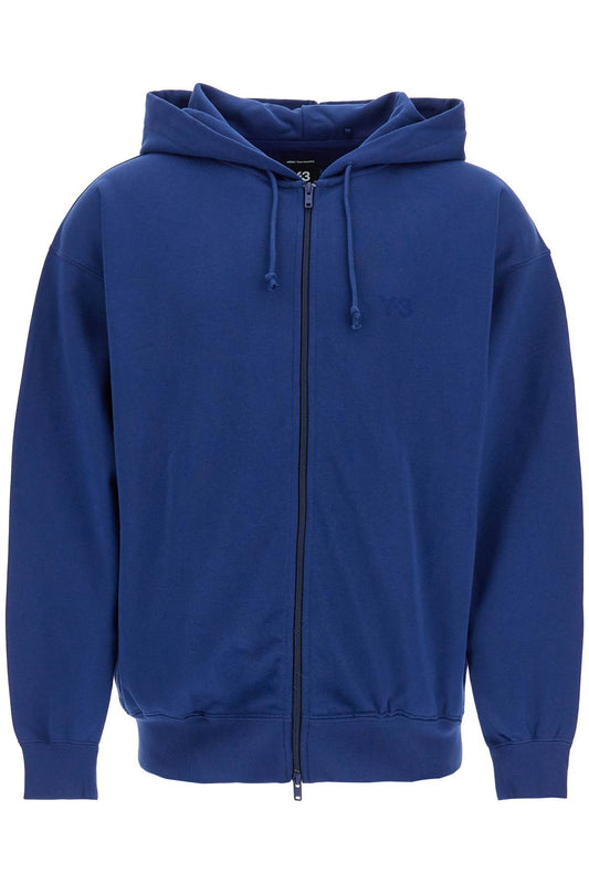 Men's Blue Zip Hoodie In Cotton With Recycled Polyester  - Blue