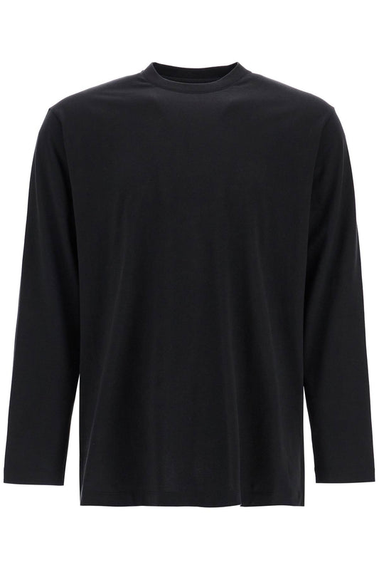 Long Sleeve Black Cotton T-shirt With Men's Graphic  - Black