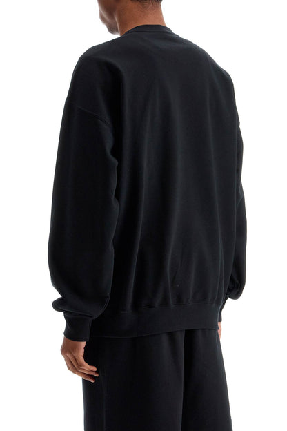 Black Cotton Sweatshirt With Text Graphic  - Black