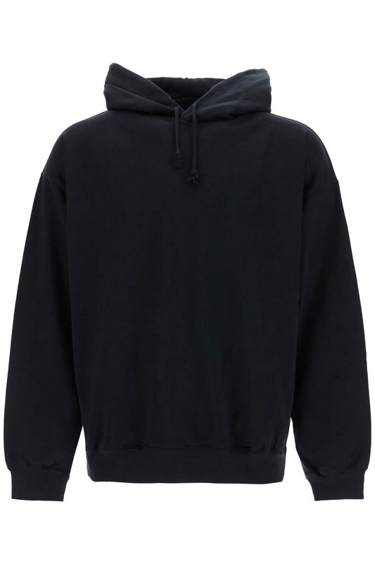 Black Cotton Hoodie With Gfx Print  - Black