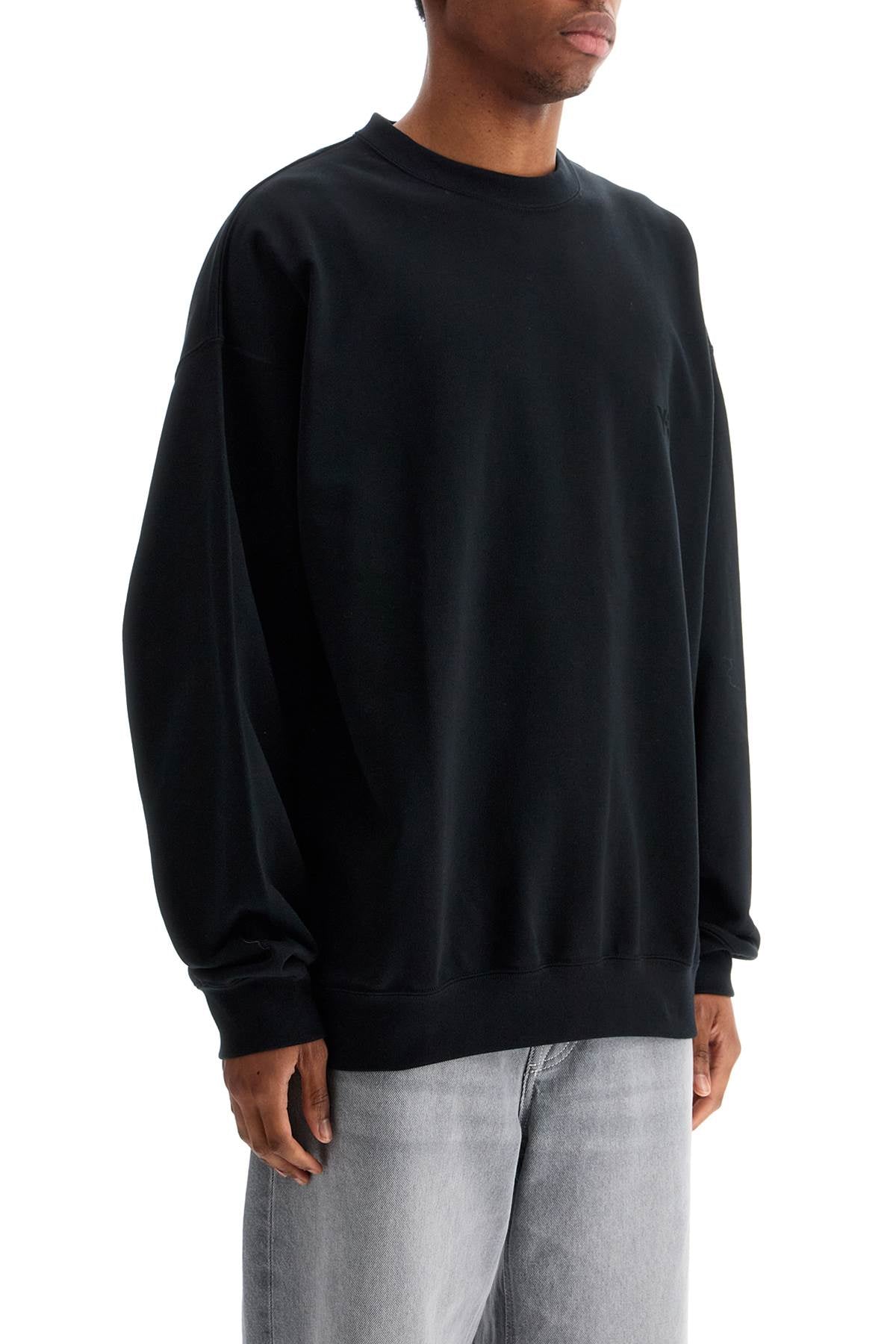 Black Cotton Crewneck Sweatshirt With Tone-on-tone Logo  - Black