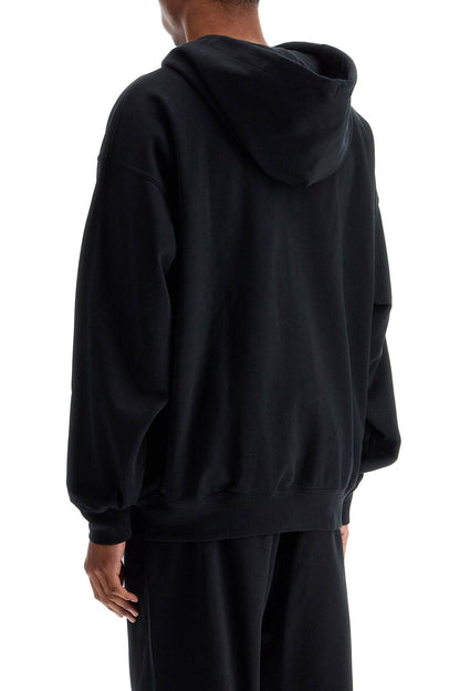 Black Cotton Zip Hoodie  - Black