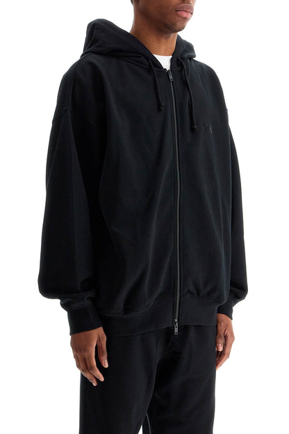 Black Cotton Zip Hoodie  - Black