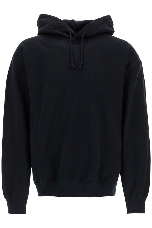 Men's Black Hoodie In Recycled Cotton And Polyester  - Black