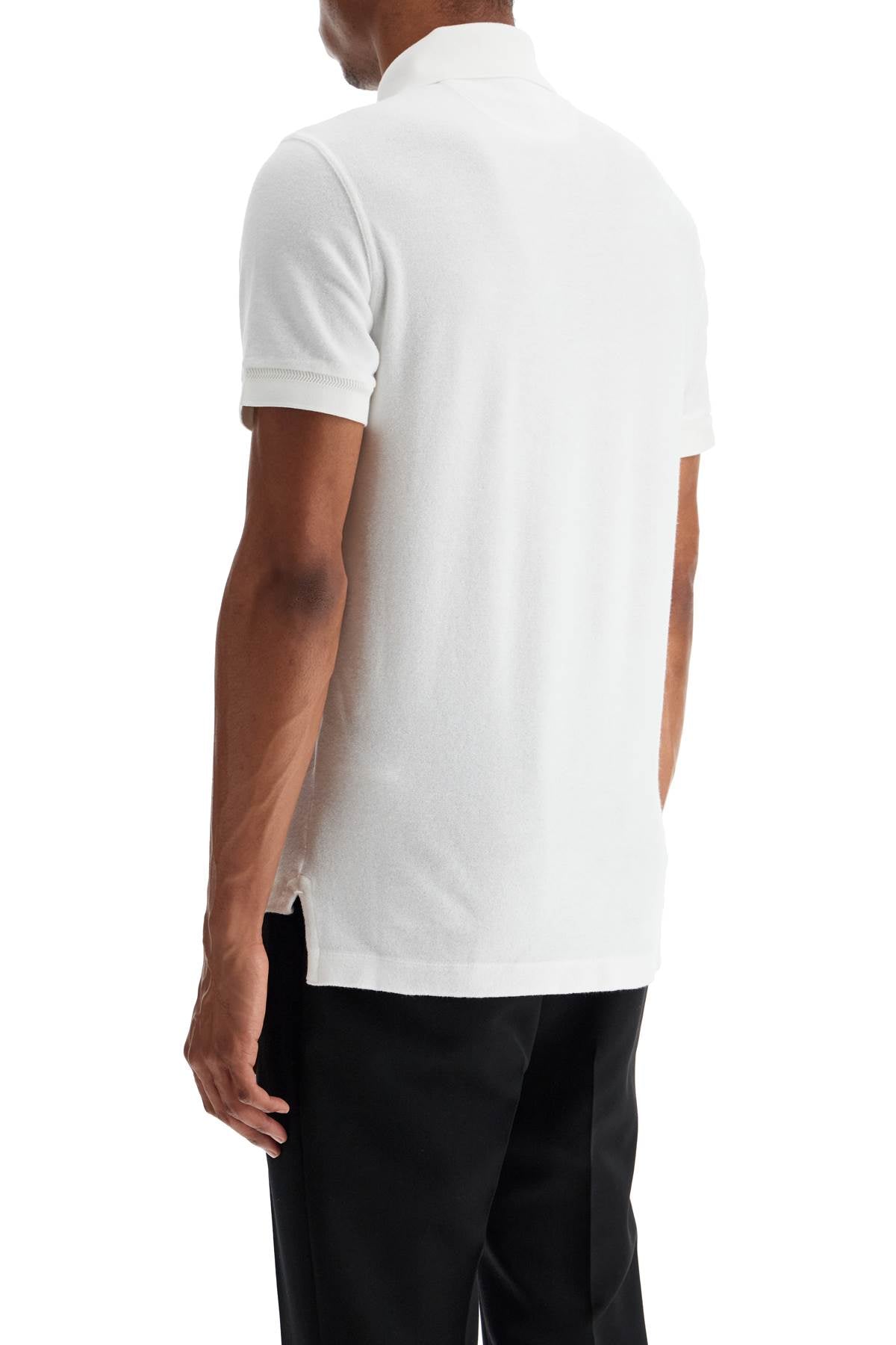 White Cotton Polo With Classic Collar  - White