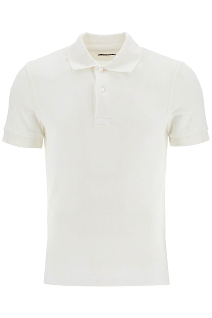 White Cotton Polo With Classic Collar  - White