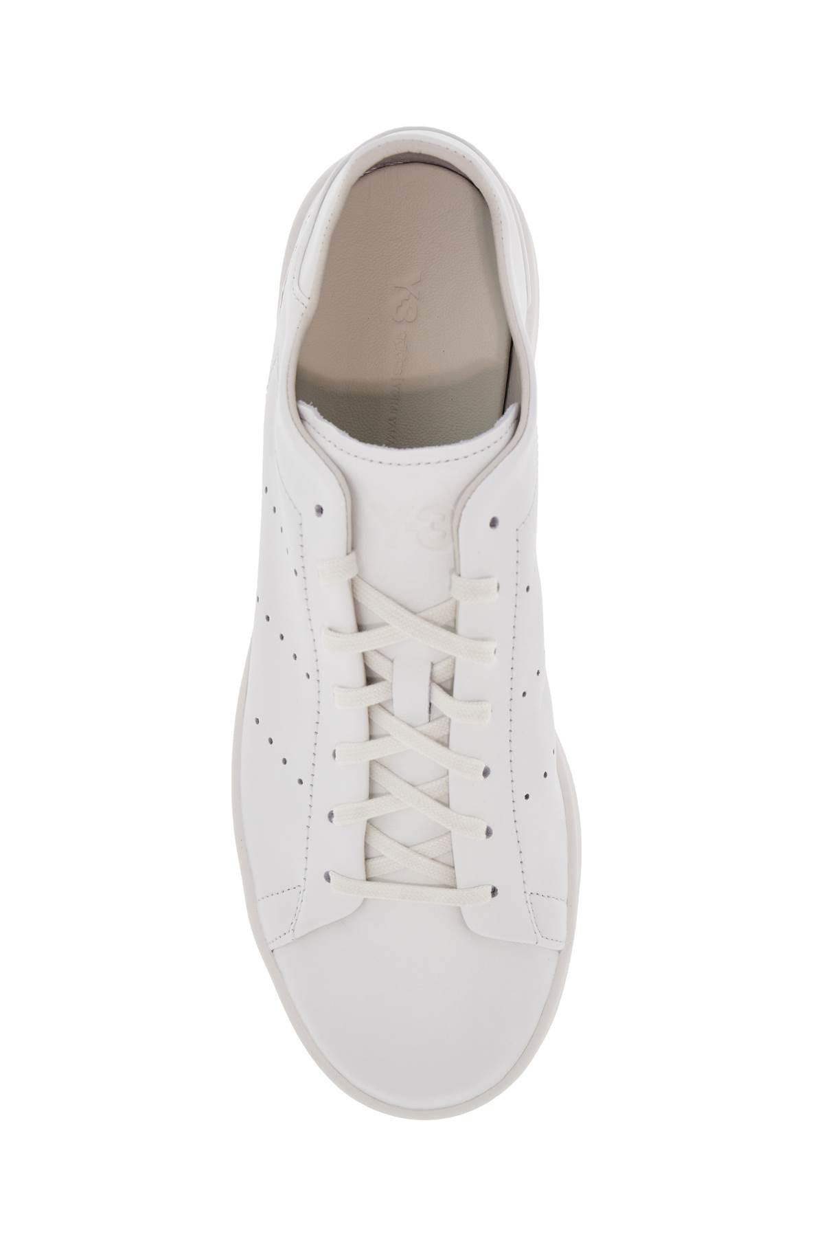 White Leather Sneakers With Minimalist Design  - White