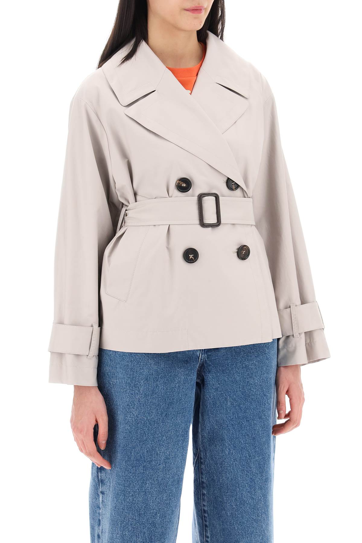 Short Double-breasted Trench Coat  - Neutro