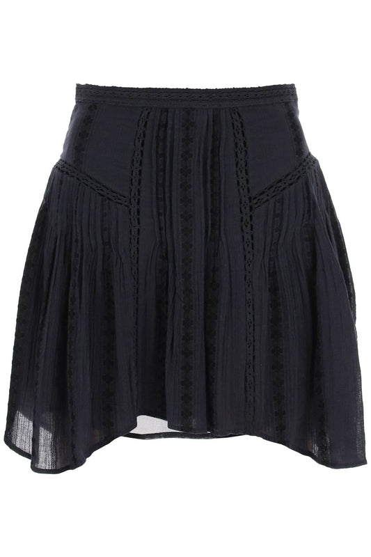 Jorena Mini Skirt With Lace Inserts  - Black