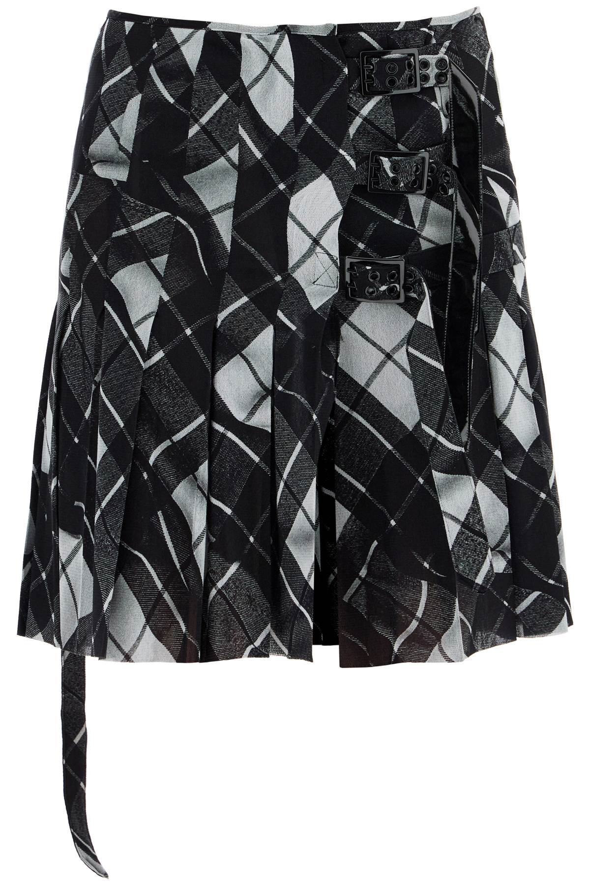 Pleated Tartan Tulle  - Black