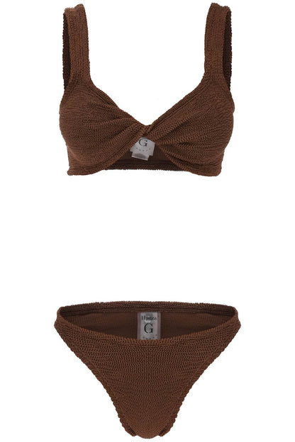 Juno Metallic-effect Bikini Set  - Brown