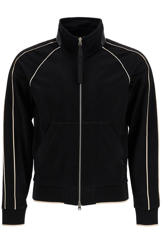 "v-neck Viscose Zip-up  - Black