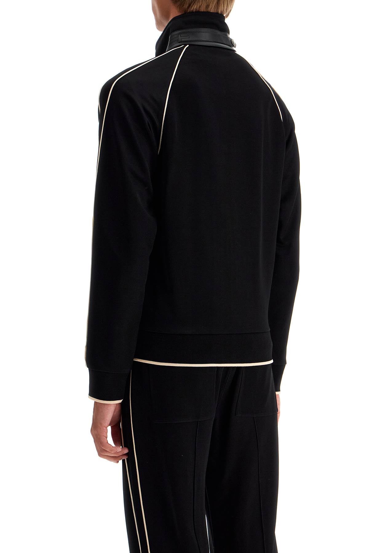 "v-neck Viscose Zip-up  - Black