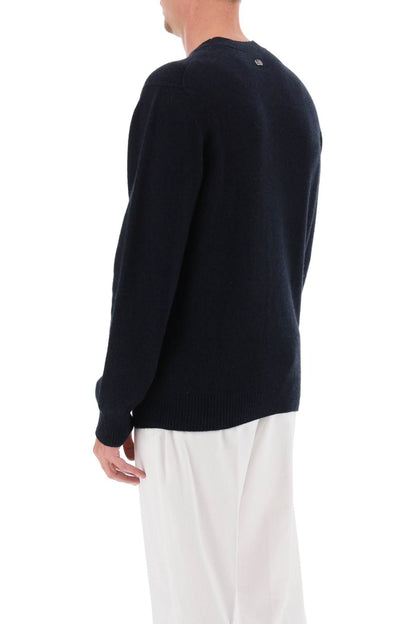 Crew-neck Sweater In Cashmere  - Blu