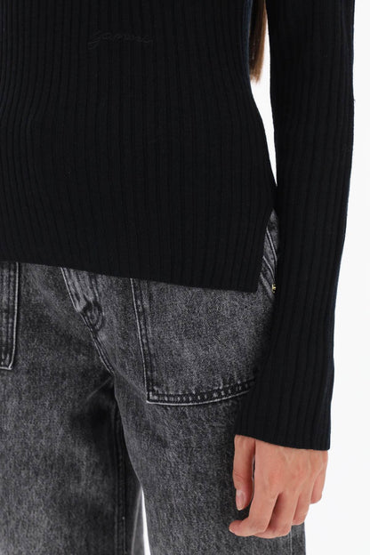 Turtleneck Sweater With Back Cut Out  - Nero