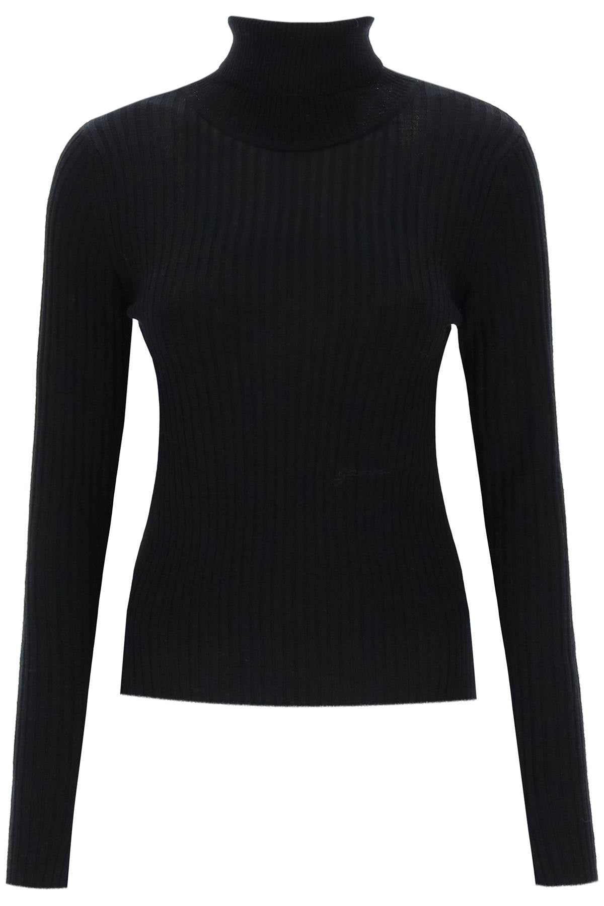 Turtleneck Sweater With Back Cut Out  - Nero