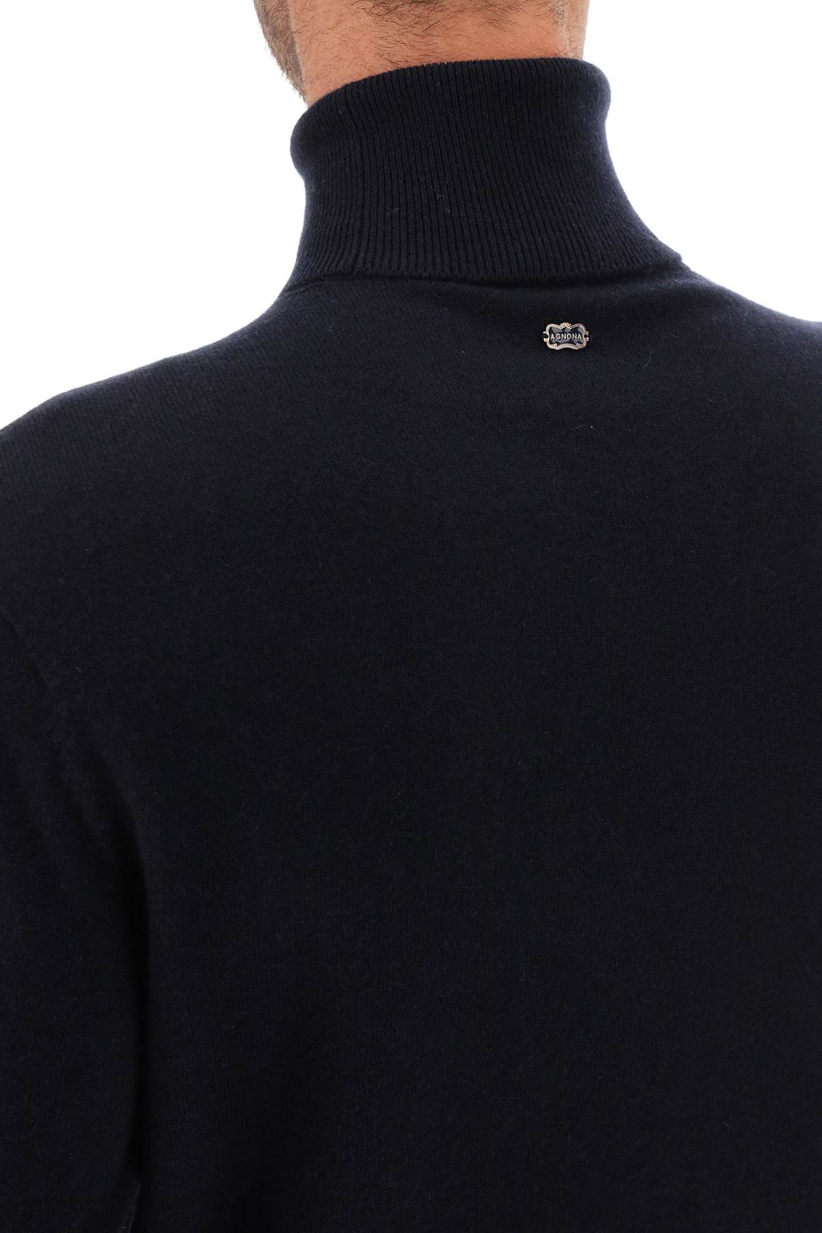 Seamless Cashmere Turtleneck Sweater  - Blu