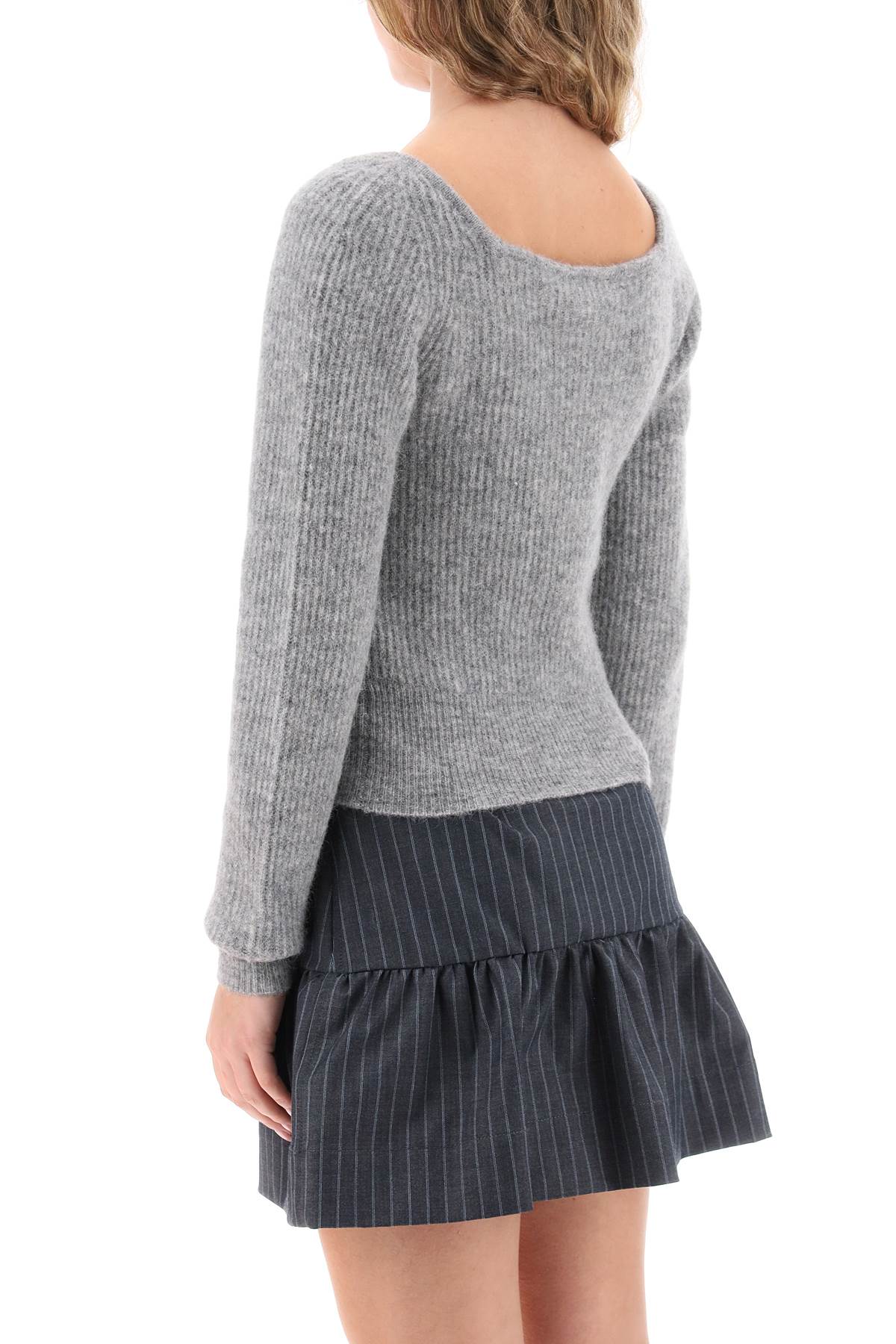 Sweater With Sweetheart Neckline  - Grey