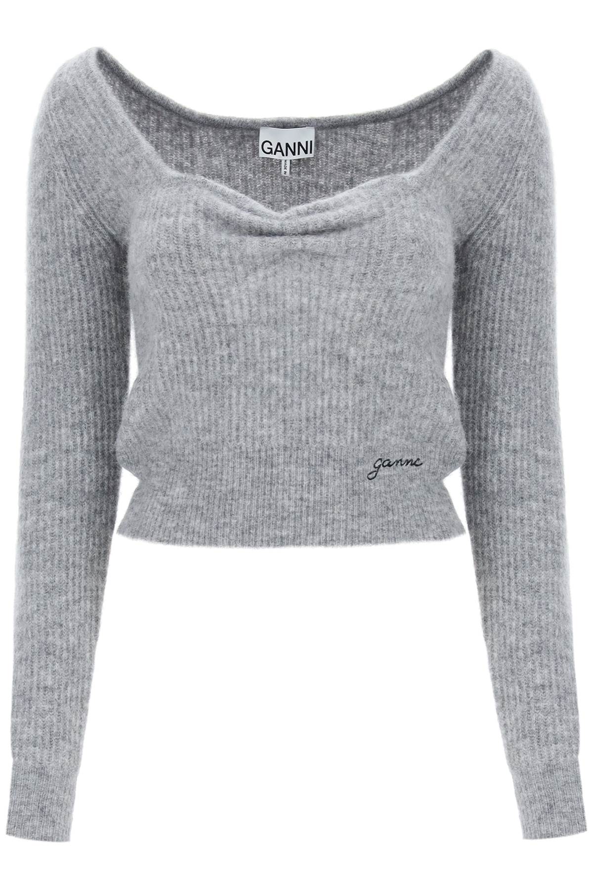 Sweater With Sweetheart Neckline  - Grey