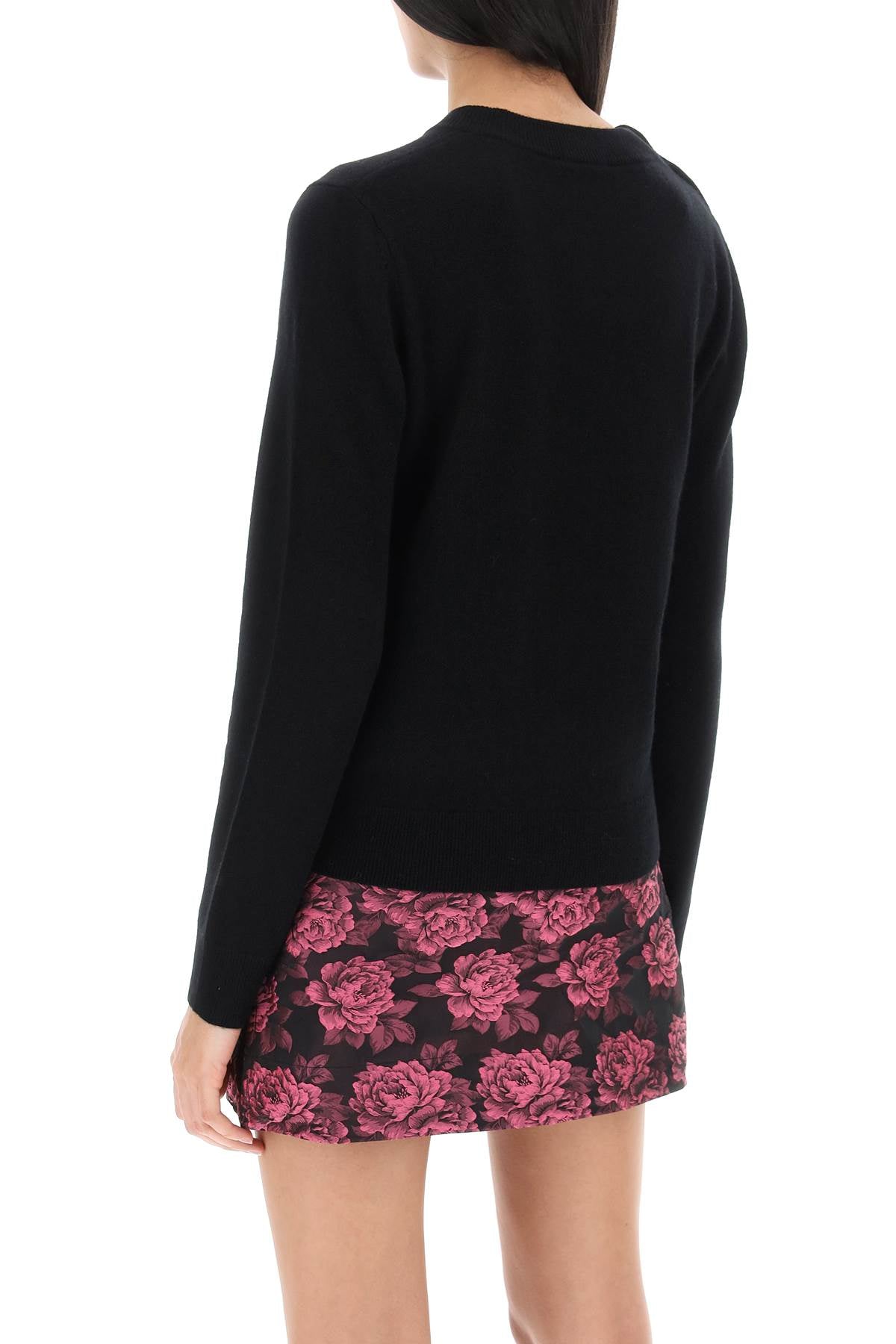 Sweater With Ganni Butterfly Buttons  - Black