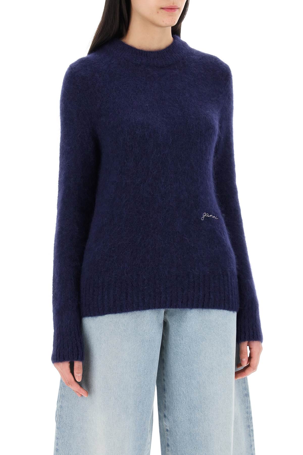 Brushed Alpaca And Wool Sweater  - Blue