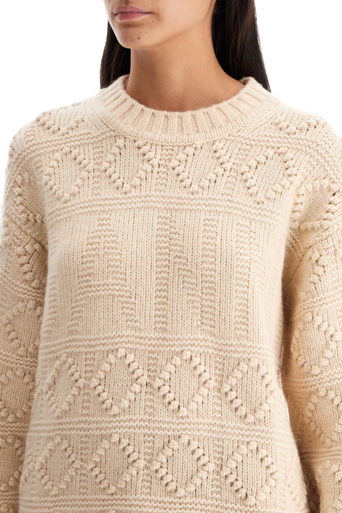 Wool And Cotton Blend Pullover  - White