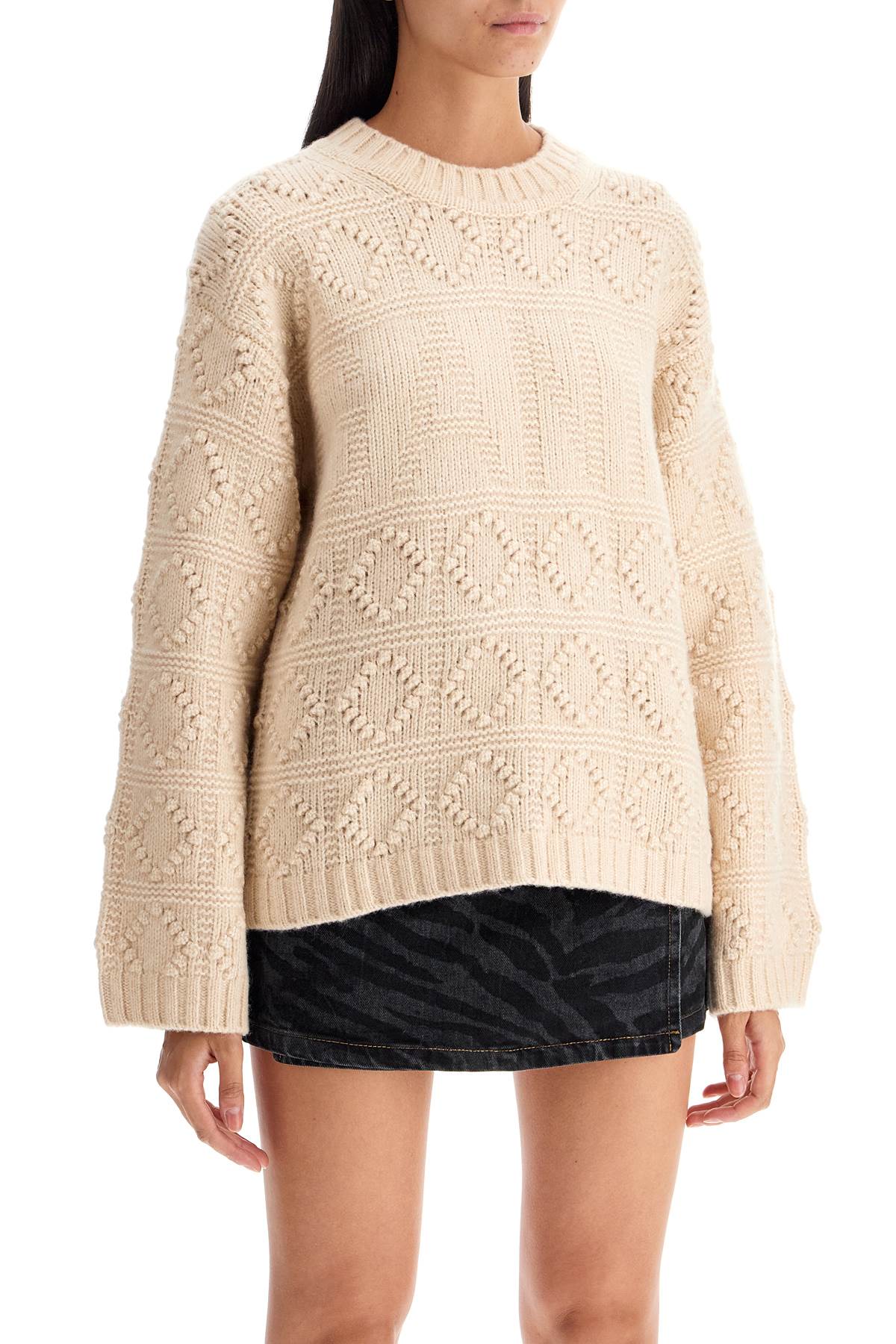 Wool And Cotton Blend Pullover  - White