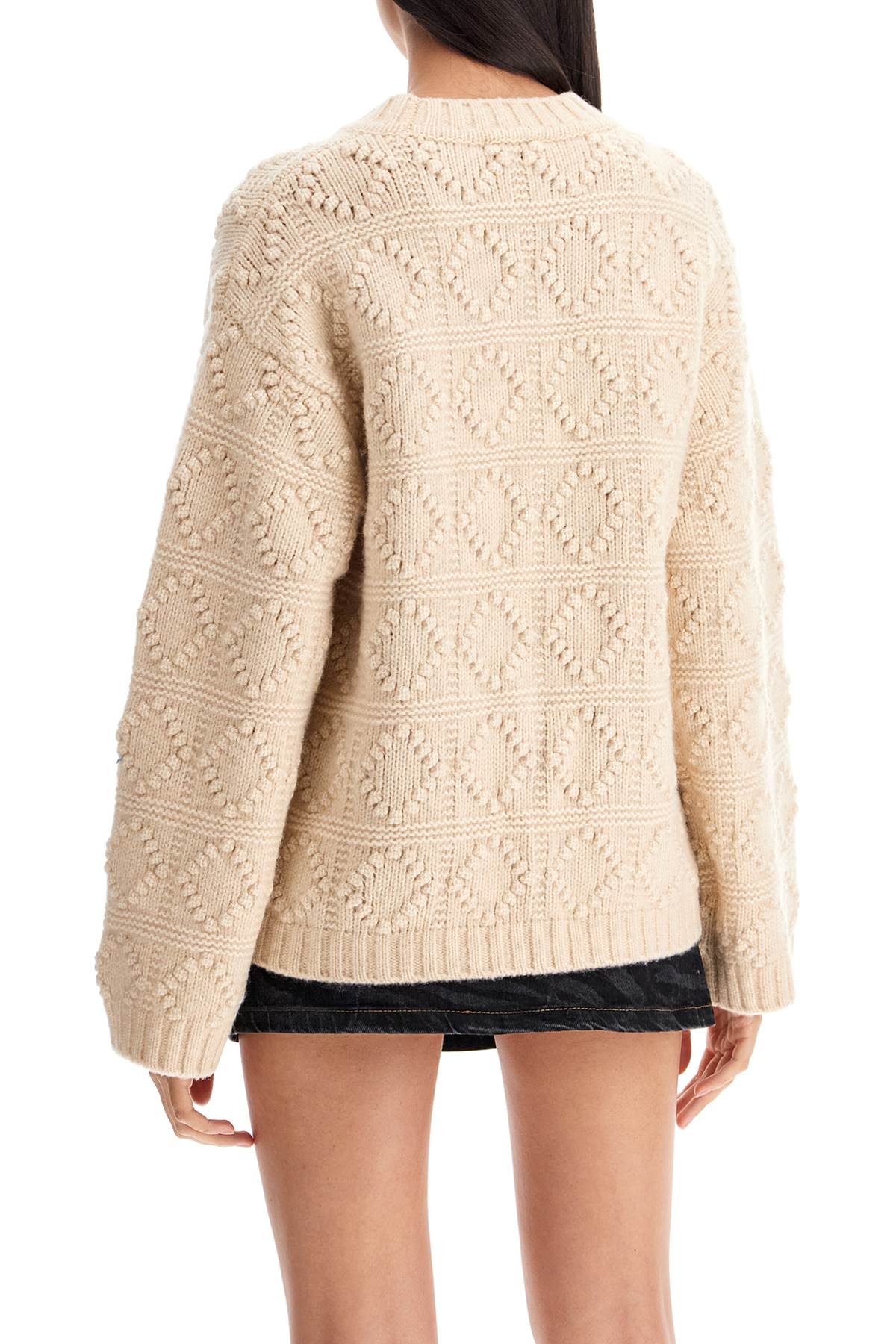 Wool And Cotton Blend Pullover  - White