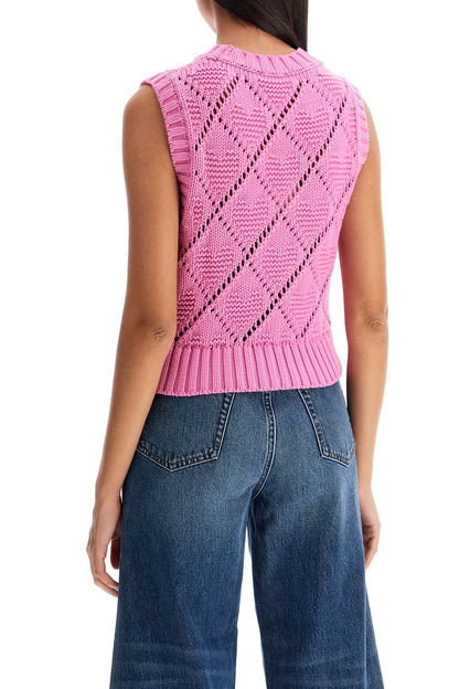 Knitted Logo Vest In Seven  - Rosa