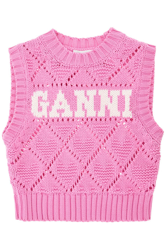 Knitted Logo Vest In Seven  - Rosa