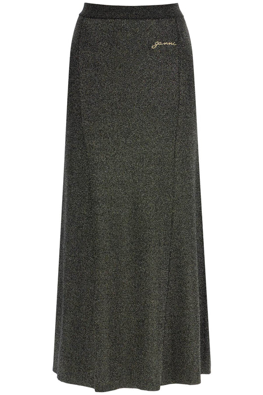 Long Lurex Knit Skirt  - Black